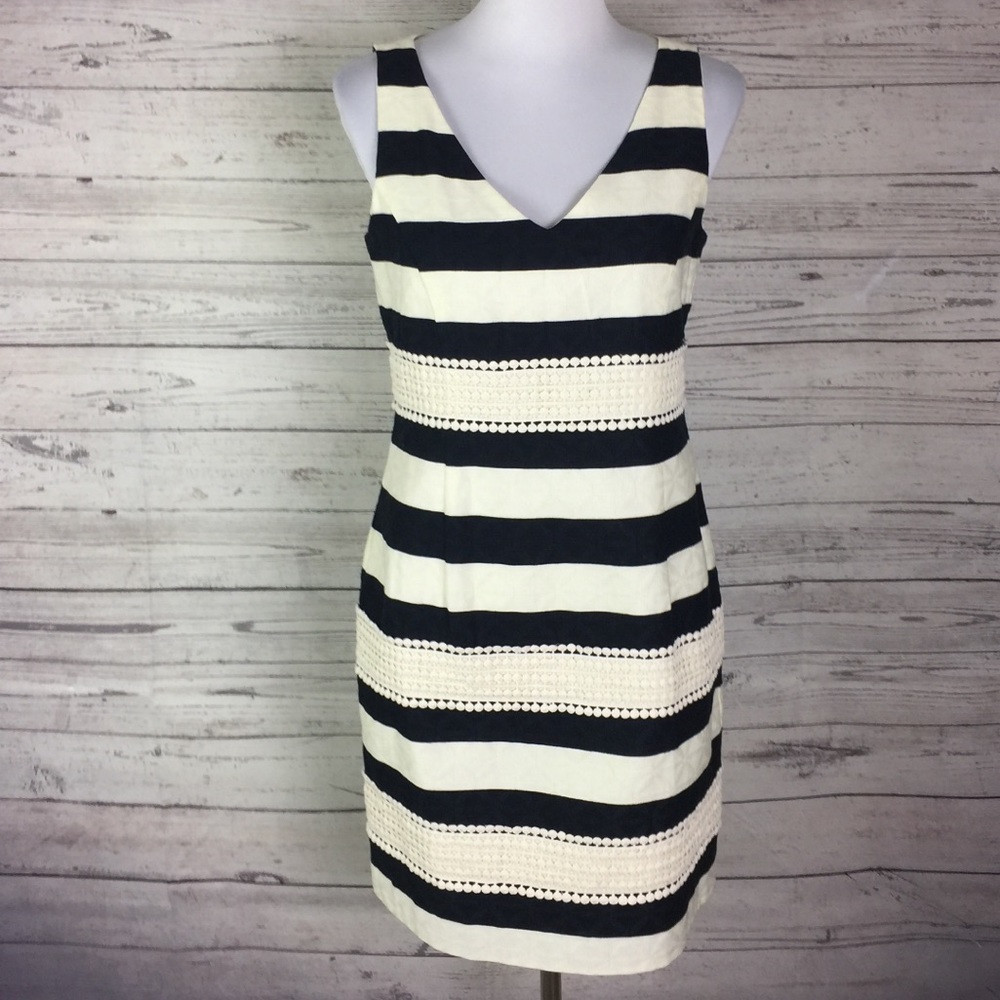 Just Taylor Black White Striped Sleeveless Dress